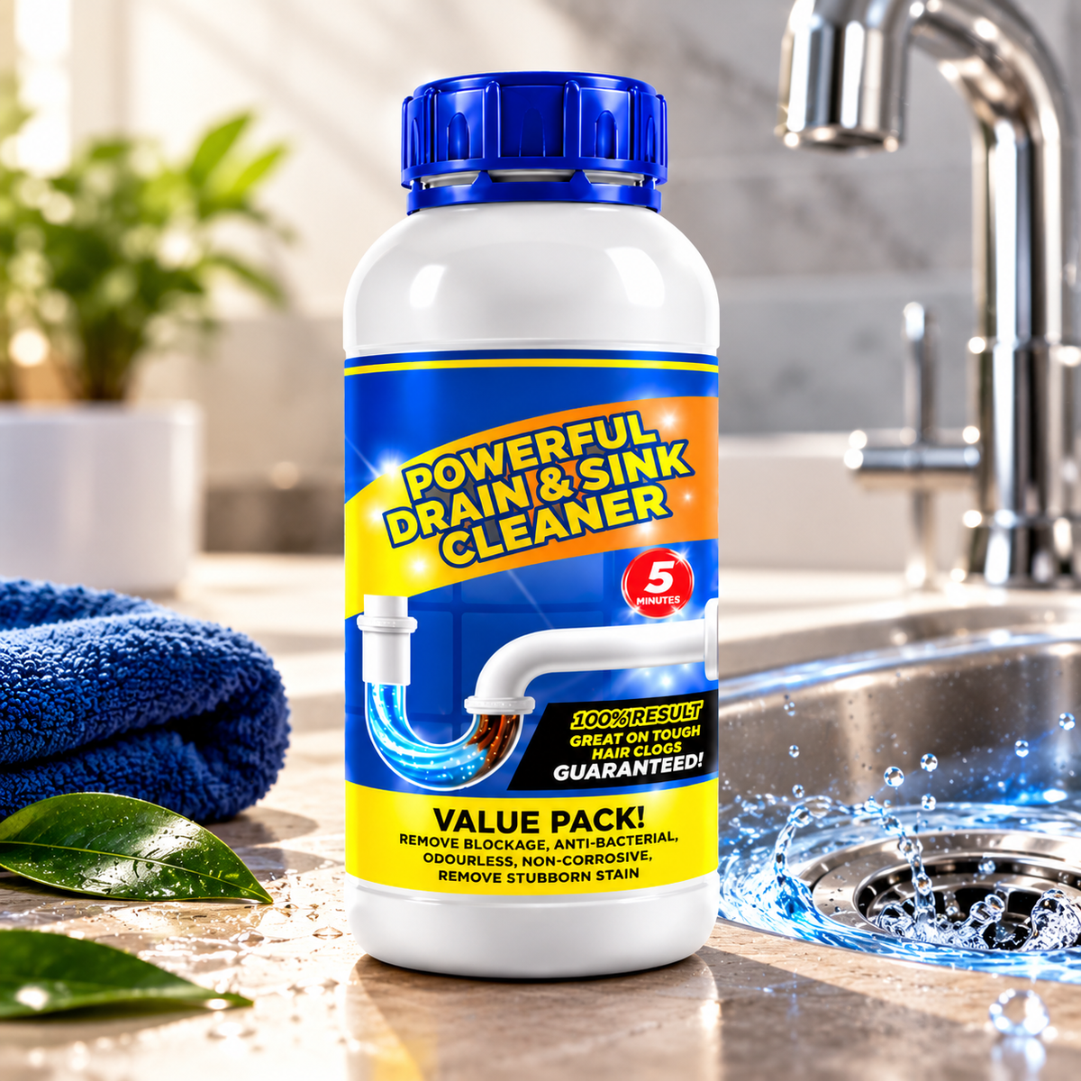 Sanitizo Drain Clog Remover – Powerful Sink & Pipe Cleaner, 100g x 4 Pack
