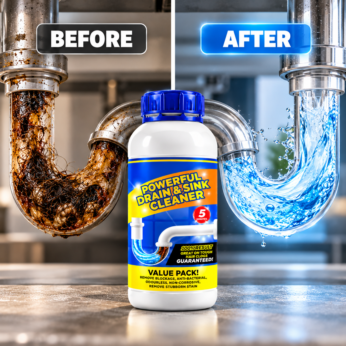 Sanitizo Drain Clog Remover – Powerful Sink & Pipe Cleaner, 100g x 4 Pack
